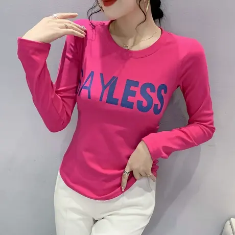 不规则弧形下摆打底衫女长袖欧货网红个性T恤ins修身百搭上衣春秋图片