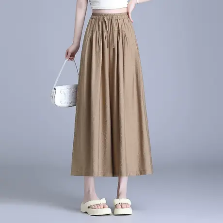 棉麻裙裤休闲裤女夏薄款2023新款高腰宽松阔腿裤垂感甩裤八九分裤商品大图