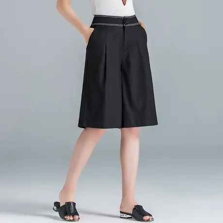 黑色西装短裤女夏季薄款2023新款五分裤女夏休闲六分阔腿5分中裤图片