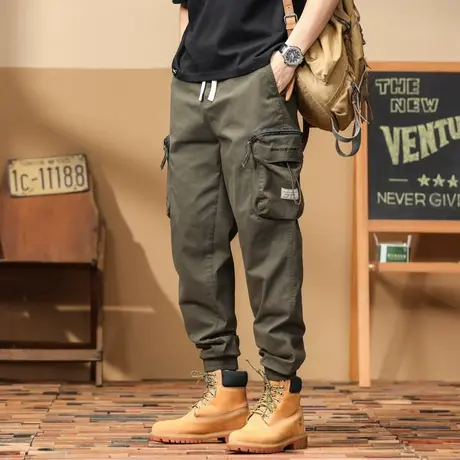 时尚潮流男士工装裤百搭潮流运动直筒束脚裤大码夏季薄款休闲裤图片