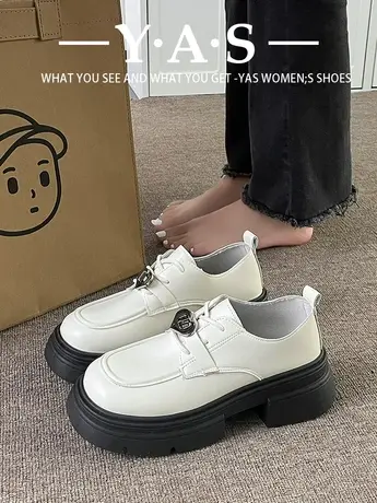 时尚小皮鞋女春秋季新款黑色厚底百搭英伦风玛丽珍乐福鞋ins潮商品大图