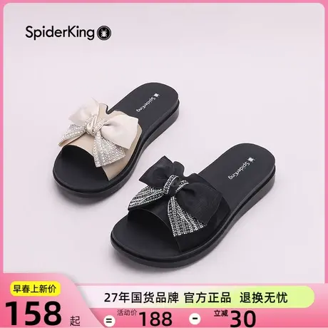 蜘蛛王凉拖鞋女可外穿夏季新款凉鞋厚底拖鞋仙女风蝴蝶结软底拖鞋图片