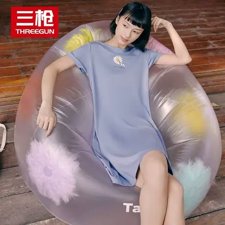 三枪纯棉睡裙2023夏季新款女士吊带无袖全棉短袖家居服睡衣可外穿图片
