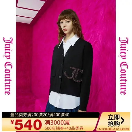 Juicy Couture橘滋23初秋冬新款子夜焰火logo彩色提花女针织外套图片