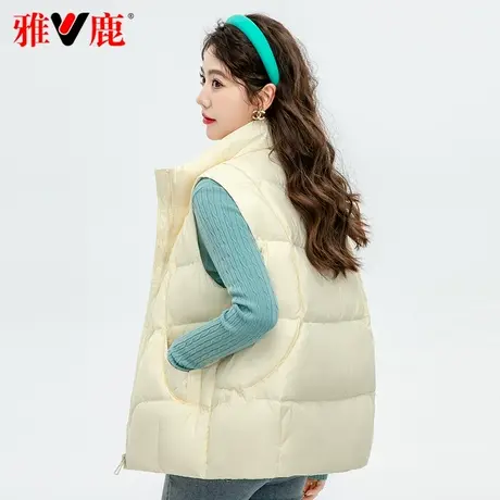 雅鹿品牌羽绒马甲女款外穿立领加厚保暖鸭绒2023新款冬季马夹背心商品大图