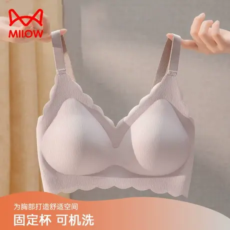 猫人大码内衣女聚拢小胸无痕防下垂收副乳文胸薄杯大包容承托胸罩图片
