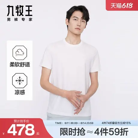 九牧王男装2025春夏新款舒适凉感圆领时尚休闲男款短袖T恤商品大图