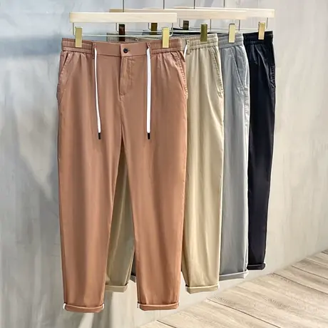 多色男士冰丝休闲裤超薄速干柔滑2023新款百搭潮流夏季男九分裤子商品大图