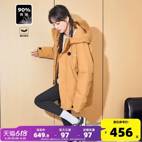 唐狮2025新款女冲锋羽绒服防风防水鸭绒保暖连帽户外运动风休闲G商品大图