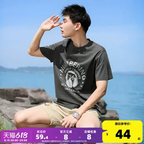 唐狮2025夏季新款男短袖T恤图案印花宽松圆领上衣潮流内搭打底衫t商品大图