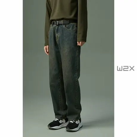 w2x春秋季牛仔裤2024新款宽松直筒百搭休闲裤男痞帅高级感长裤子商品大图
