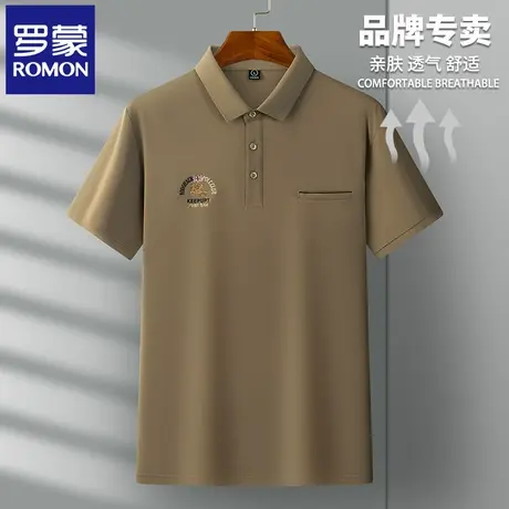 罗蒙刺绣口袋款POLO衫短袖t恤男夏季薄款休闲商务翻领半袖上衣N2Z商品大图