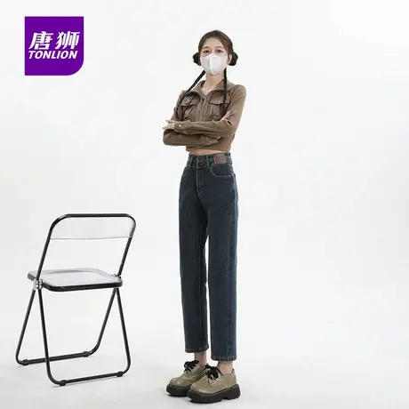 唐狮烟管裤直筒裤牛仔裤女2025年新款小个子高腰宽松显瘦裤子AX商品大图