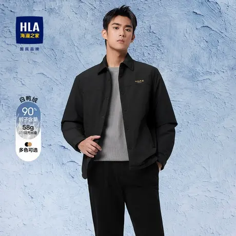 HLA/海澜之家商务轻薄羽绒服秋款白鸭绒翻领挺阔耐磨夹克外套男士商品大图