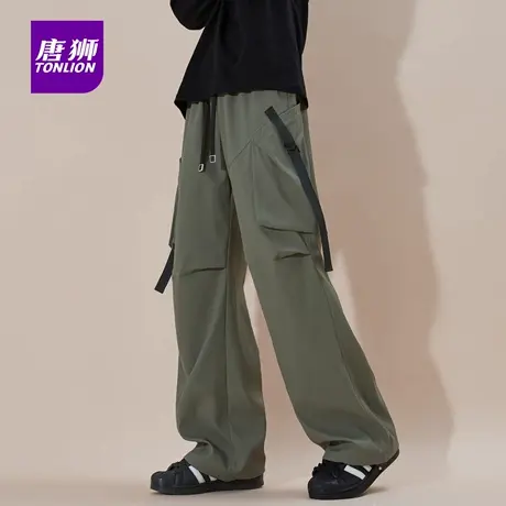 唐狮男士休闲裤秋冬季新款多口袋工装机能冲锋阔脚速干长裤子潮AP商品大图