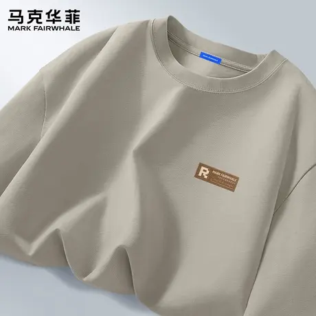 马克华菲男士长袖纯棉t恤2025新款宽松正肩圆领打底衫男款上衣潮X商品大图