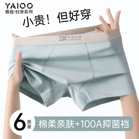 雅鹿男士内裤男生纯棉2025新款抗菌透气青少年大码运动四角裤平角商品大图