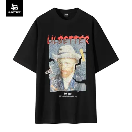 Lilbetter梵高联名自画像短袖男高街体恤2023新款复古半袖夏装T恤商品大图