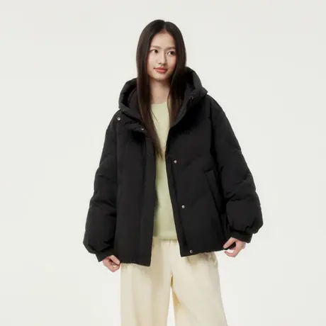 坦博尔新款羽绒服女短款冬季保暖时尚廓形连帽百搭甜美面包服外套图片