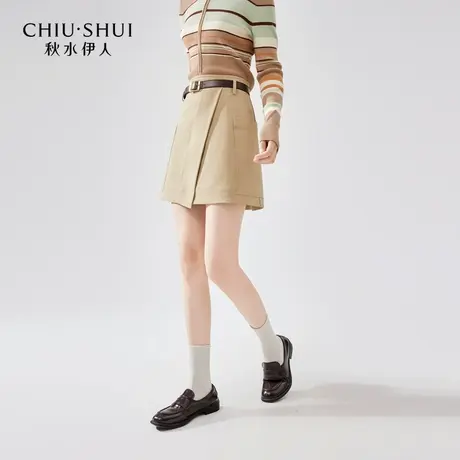 【晶晶姐妹专享】秋水伊人休闲简约短裤秋季女设计感防走光裙裤图片