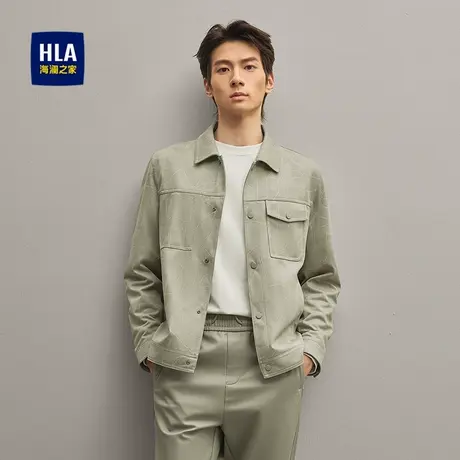 HLA/海澜之家满身印花夹克25秋季新款经典翻领柔软针织服帖外套男图片
