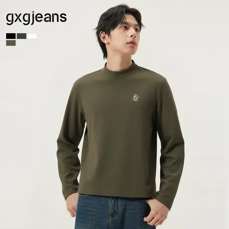 gxg.jeans男装 多色撞色印花基础半高领长袖打底衫 25年冬季新品商品大图