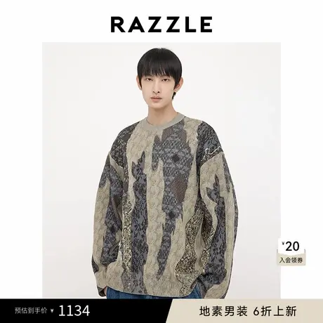 RAZZLE 地素男装深卡其色2025春季拼接毛衫图片