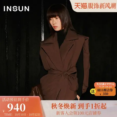 恩裳COVER2023冬装新款宽松阔肩挺阔帅气戗驳领保暖舒适羽绒马甲商品大图