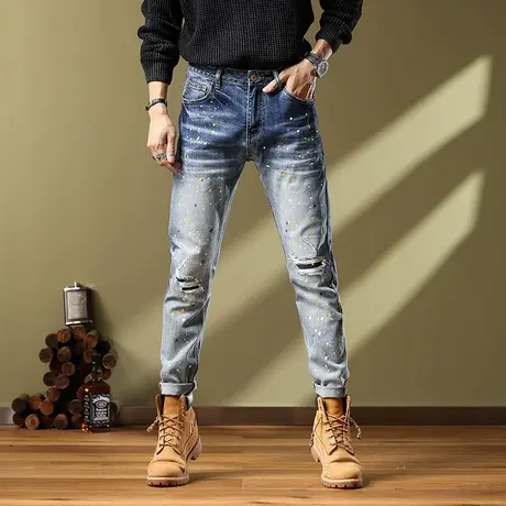 牛仔裤男直筒宽松百搭高档牛仔裤男士时尚百搭修身潮流牛仔裤商品大图