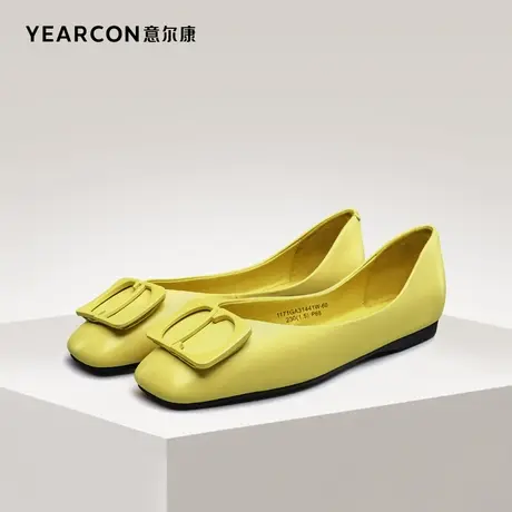 意尔康女鞋春秋季女士平底单鞋方头皮鞋气质休闲配裙子百搭英伦风商品大图