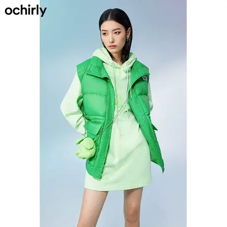 【七七酱专享】欧时力 面包服工装风羽绒马甲女新款冬外套宽松商品大图