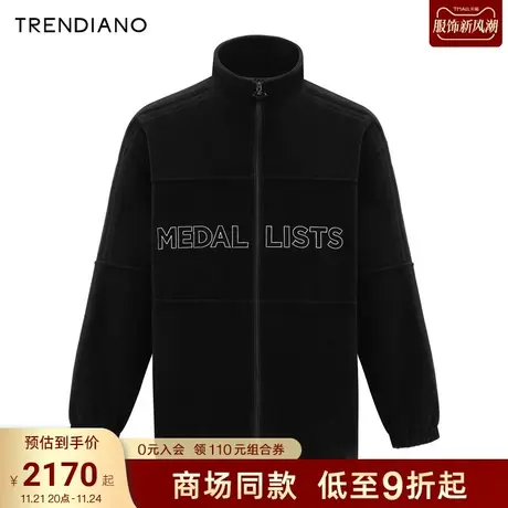 TRENDIANO梅花联名系列羊毛呢料宽松立领外套男潮2023新款冬季图片