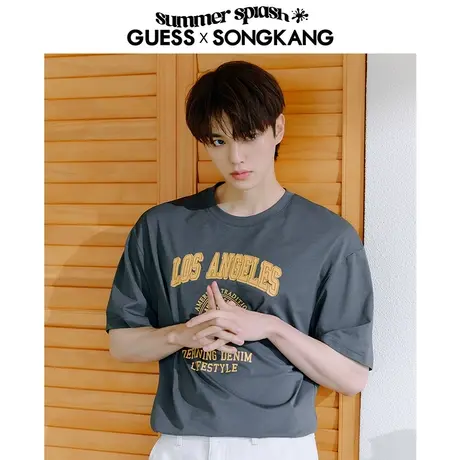 【38上新季】【 明星同款】GUESS夏男韩时尚图案短袖圆领T恤商品大图