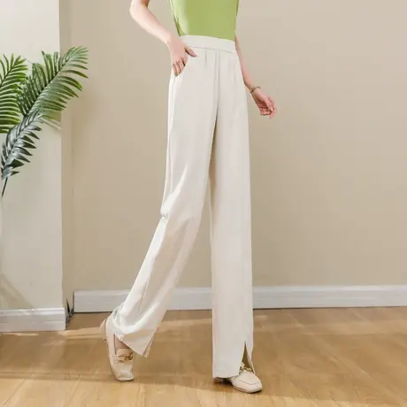 时尚气质西装开叉裤2023年夏季新款女士休闲高腰显瘦百搭通勤长裤商品大图