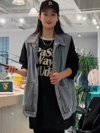 港味牛仔马甲女2023夏季新款韩版宽松洋气百搭bf风无袖马夹外穿潮商品大图