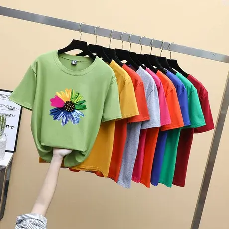 2024年新款胖mm宽松遮肚上衣大码女装夏装显瘦减龄200斤短袖t恤潮商品大图