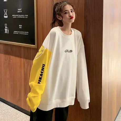 oversize卫衣女秋冬季韩版潮宽松bf原宿风加绒加厚ins超火cec外套图片