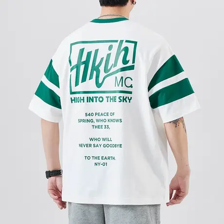 夏日凉凉男士多巴胺纯棉短袖T恤夏季情侣装圆领半袖男装篮球上衣图片