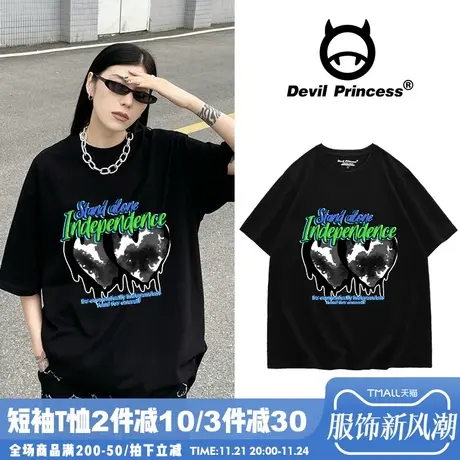 高街潮牌oversize短袖T恤女ins潮美式街头欧美hiphop半袖上衣情侣商品大图