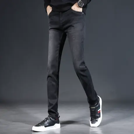 牛仔裤男2023新款秋季黑色潮牌修身小脚弹力男士休闲春秋款裤子男商品大图