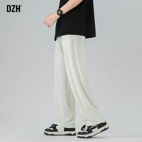 男士米白色垂感裤子男款美式高街秋季2024新款休闲长裤直筒运动裤商品大图