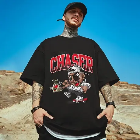 高街潮牌宽松T恤胖子短袖男加肥加大五分袖纯棉情侣大码男装夏季图片