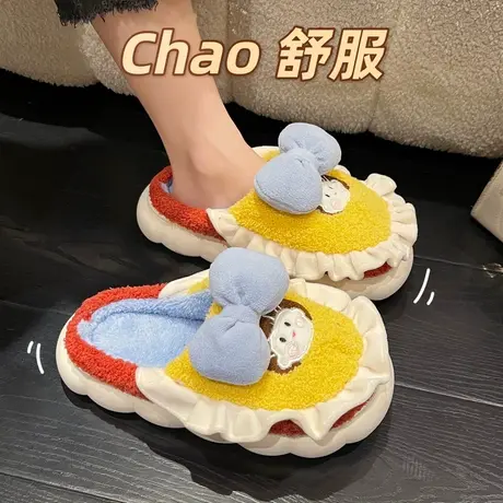踩屎感棉拖鞋女秋冬季家居家用厚底室内可爱卡通外穿保暖毛绒棉拖图片