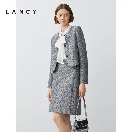 朗姿2022秋季新款宽松短外套套装女通勤高级感法式商场同款女装图片
