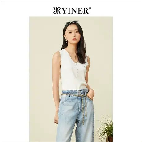 YINER音儿女装夏季法式优雅气质无袖针织衫套头商品大图