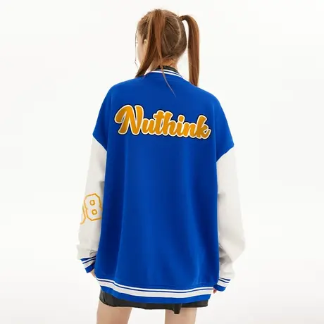Nuthink美式复古棒球服男潮中性风高街潮流宽松加厚夹克外套秋冬商品大图