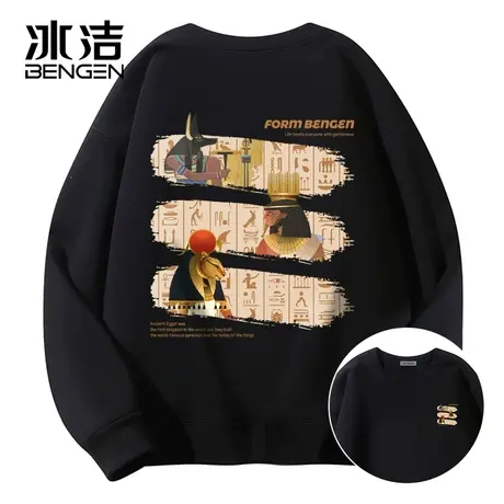 冰洁国潮卫衣女2024新款春秋季圆领重磅宽松内搭上衣服男款潮牌商品大图