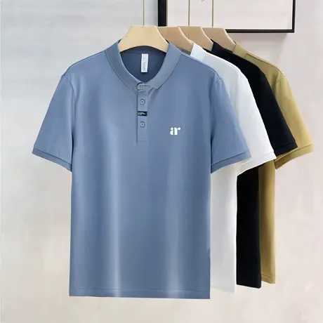 2024新款polo衫男短袖t恤保罗翻领商务男士定制高端白色半袖上衣商品大图