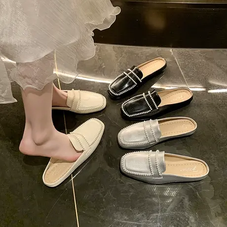法式绝美凉拖鞋外穿2024新款高级感包头半拖鞋女平底穆勒鞋子女鞋商品大图