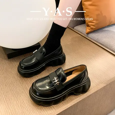 欧洲站单鞋2024年春季新款皮面中口英伦厚底韩版舒适一脚蹬女鞋潮商品大图